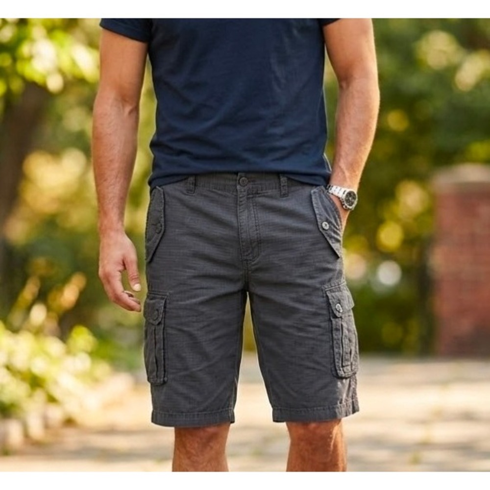 Rocawear Ripstop Cargo Shorts Men's 38 Black‎ Utility Multi Pocket Vintage Y2K